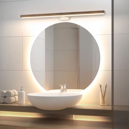 Brilagi - Illuminazione a LED per specchi da bagno WOODY MIRROR LED/15W/230V 90 cm IP44 quercia noce/bianco