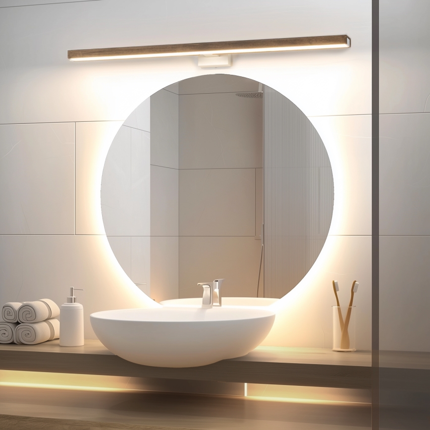 Brilagi - Illuminazione a LED per specchi da bagno WOODY MIRROR LED/15W/230V 90 cm IP44 quercia noce/bianco
