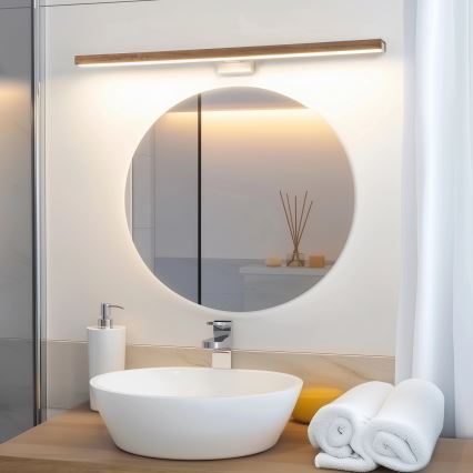 Brilagi - Illuminazione a LED per specchi da bagno WOODY MIRROR LED/15W/230V 90 cm IP44 quercia ciliegio/bianco