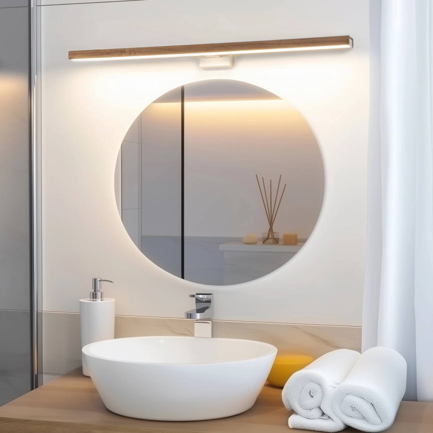 Brilagi - Illuminazione a LED per specchi da bagno WOODY MIRROR LED/15W/230V 90 cm IP44 quercia ciliegio/bianco