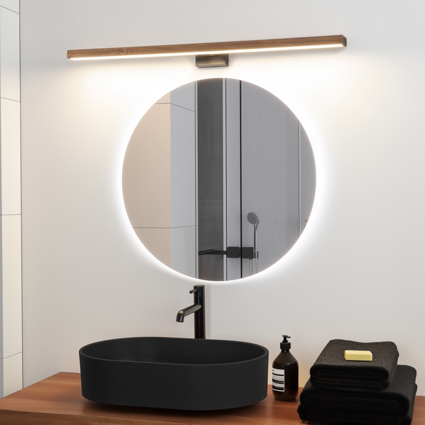 Brilagi - Illuminazione a LED per specchi da bagno WOODY MIRROR LED/15W/230V 90 cm IP44 quercia ciliegio/nero