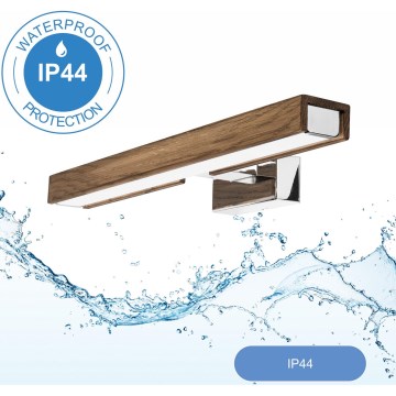 Brilagi - Illuminazione a LED per specchi da bagno WOODY MIRROR LED/8W/230V 40 cm IP44 quercia noce/cromo lucido
