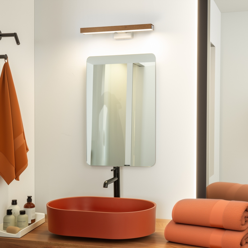 Brilagi - Illuminazione a LED per specchi da bagno WOODY MIRROR LED/8W/230V 40 cm IP44 quercia ciliegio/bianco
