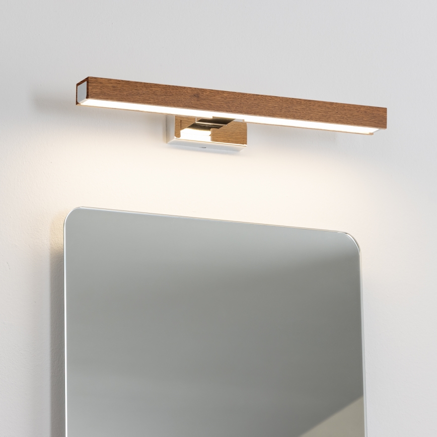 Brilagi - Illuminazione a LED per specchi da bagno WOODY MIRROR LED/8W/230V 40 cm IP44 quercia ciliegio/cromo lucido