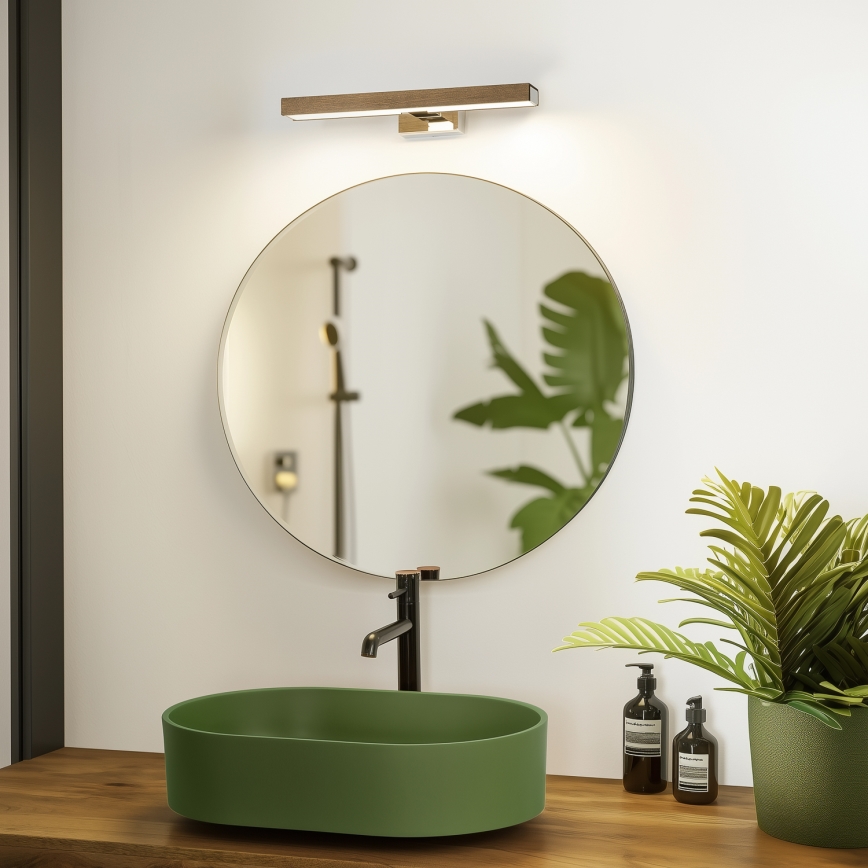 Brilagi - Illuminazione a LED per specchi da bagno WOODY MIRROR LED/8W/230V 40 cm IP44 quercia noce/cromo lucido