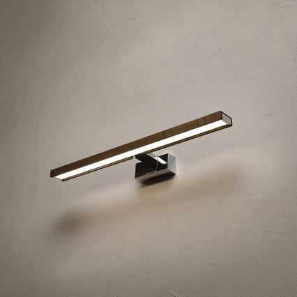 Brilagi - Illuminazione LED per specchio da bagno 3 in 1 WOODY MIRROR LED/12W/230V 60 cm IP44 cromo lucido/rovere noce