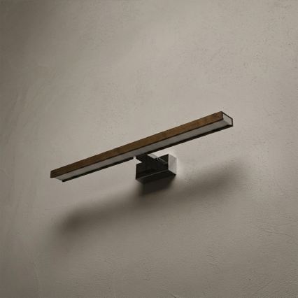 Brilagi - Illuminazione LED per specchio da bagno 3 in 1 WOODY MIRROR LED/12W/230V 60 cm IP44 cromo lucido/rovere noce