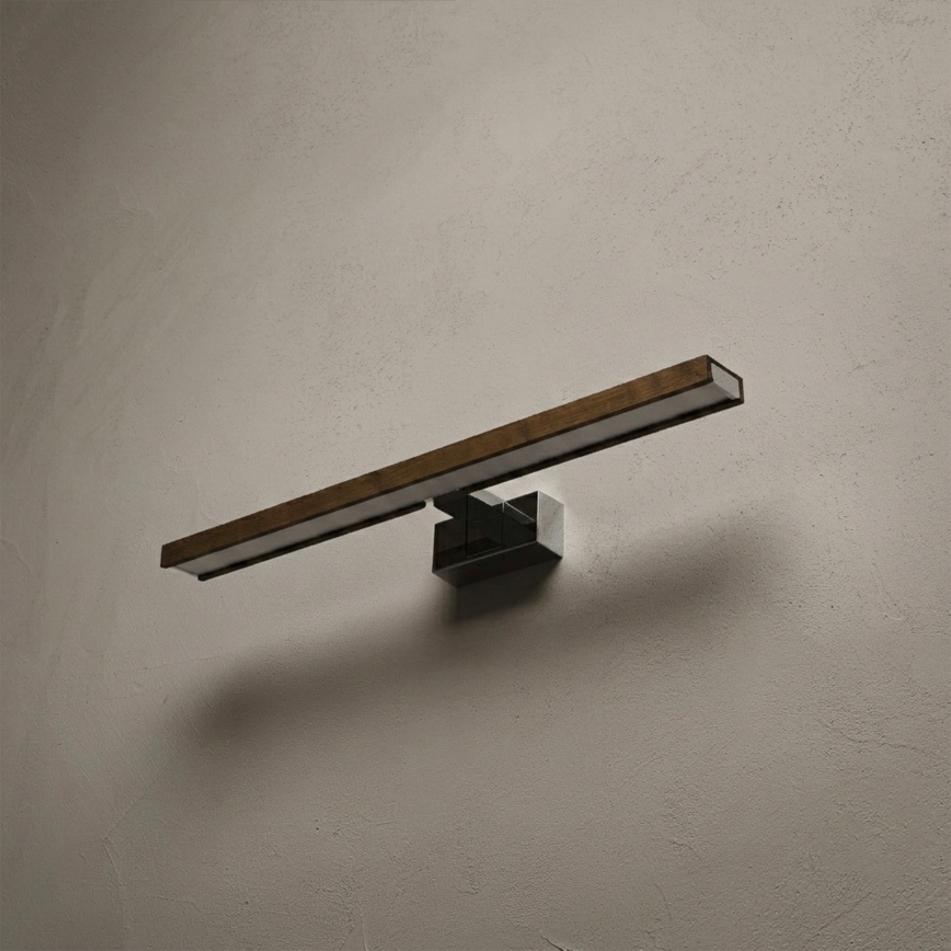Brilagi - Illuminazione LED per specchio da bagno 3 in 1 WOODY MIRROR LED/12W/230V 60 cm IP44 cromo lucido/rovere noce