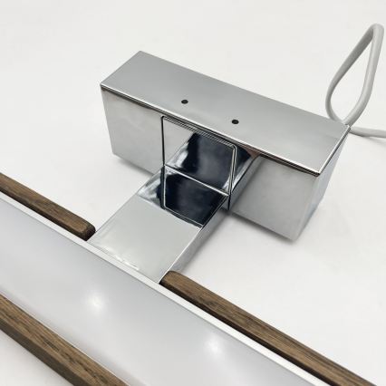 Brilagi - Illuminazione LED per specchio da bagno 3 in 1 WOODY MIRROR LED/12W/230V 60 cm IP44 cromo lucido/rovere noce