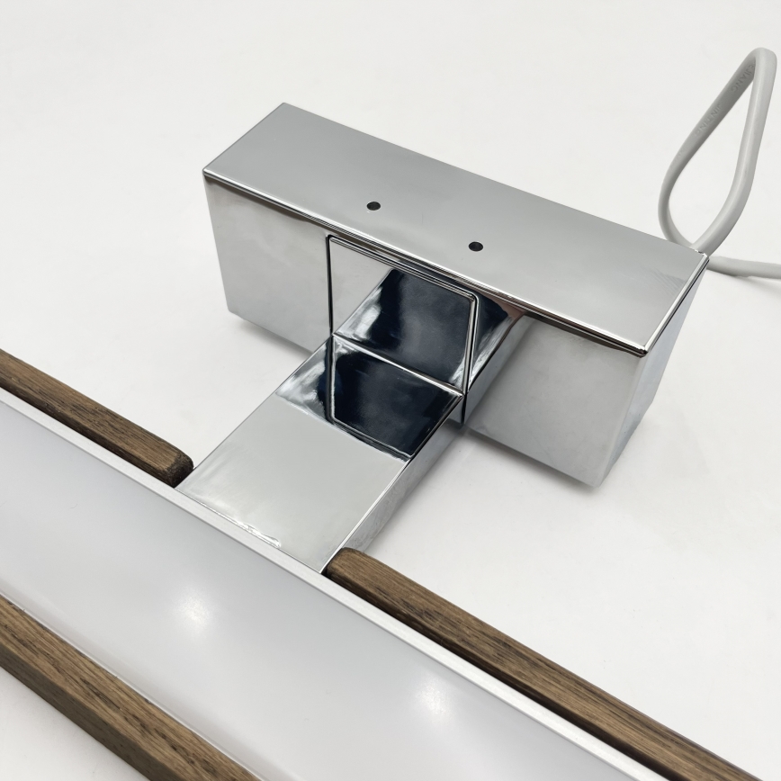 Brilagi - Illuminazione LED per specchio da bagno 3 in 1 WOODY MIRROR LED/12W/230V 60 cm IP44 cromo lucido/rovere noce