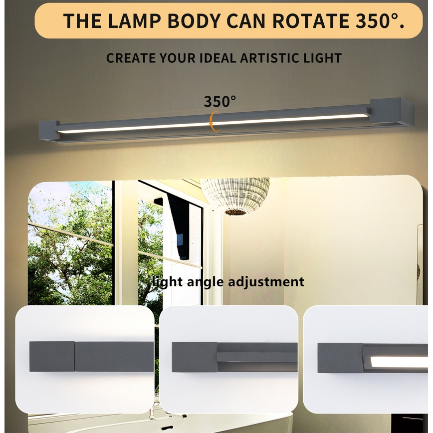 Brilagi - Illuminazione LED per specchio da bagno AQUA LINE LED/24W/230V 90 cm IP44 antracite CRI 90