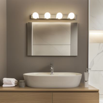 Brilagi - Illuminazione LED per specchio da bagno HOLLYWOOD, 4x LED da 3W, 230V, 53 cm, IP44, cromo lucido