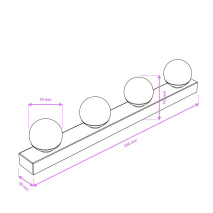 Brilagi - Illuminazione LED per specchio da bagno HOLLYWOOD, 4x LED da 3W, 230V, 53 cm, IP44, cromo lucido