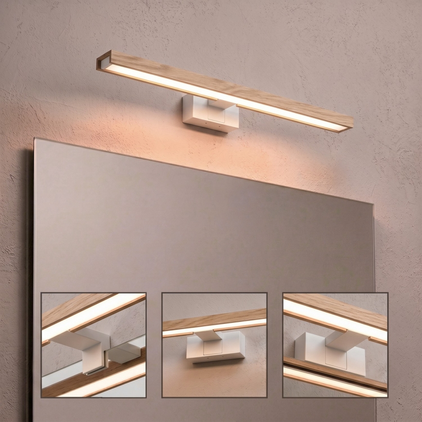 Brilagi - Illuminazione LED per specchio da bagno 3 in 1 WOODY MIRROR LED/12W/230V 60 cm IP44 bianco/rovere