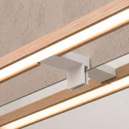 Brilagi - Illuminazione LED per specchio da bagno 3 in 1 WOODY MIRROR LED/12W/230V 60 cm IP44 bianco/rovere
