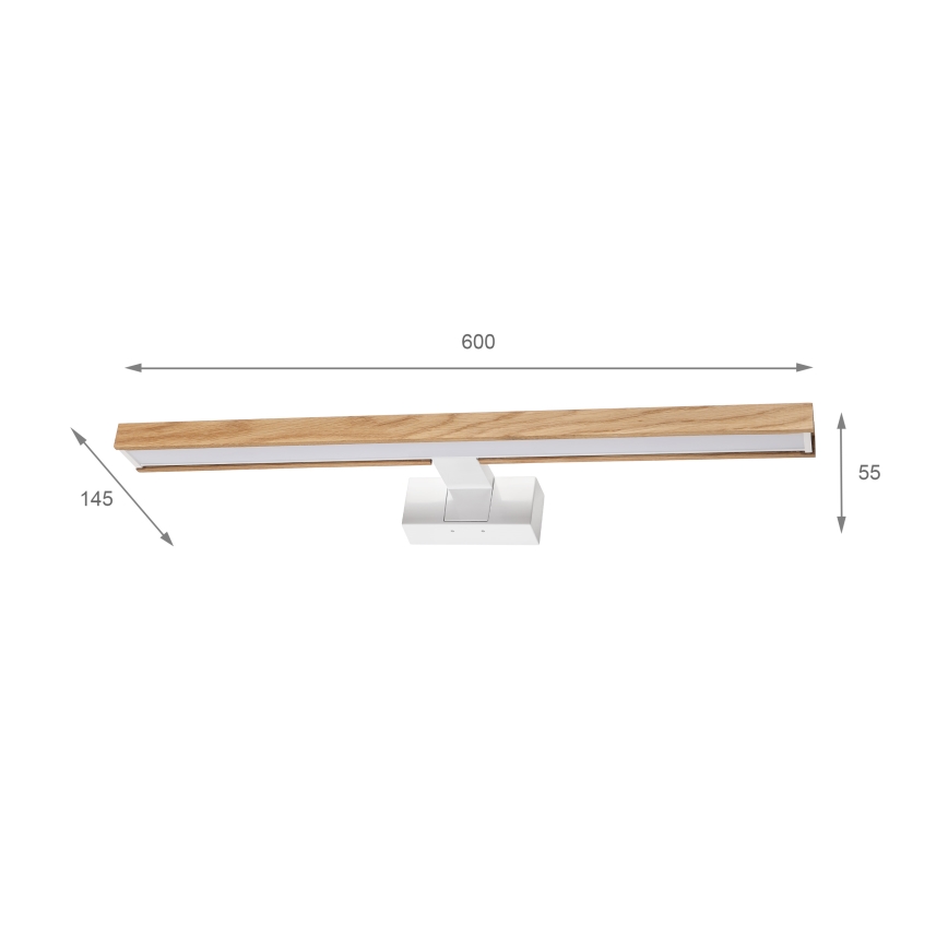 Brilagi - Illuminazione LED per specchio da bagno 3 in 1 WOODY MIRROR LED/12W/230V 60 cm IP44 bianco/rovere