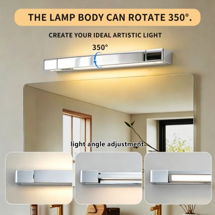 Brilagi - Illuminazione LED per specchio da bagno AQUA LINE LED/12W/230V 45 cm IP44 cromo lucido CRI 90