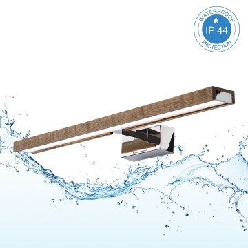 Brilagi - Illuminazione LED per specchio da bagno 3 in 1 WOODY MIRROR LED/12W/230V 60 cm IP44 cromo lucido/rovere noce