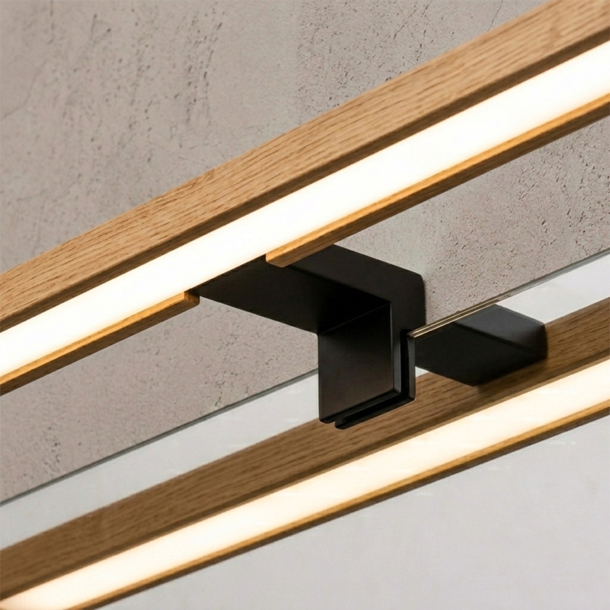 Brilagi - Illuminazione a LED per specchio da bagno 3 in 1 WOODY MIRROR LED/12W/230V 60 cm IP44 nero/rovere