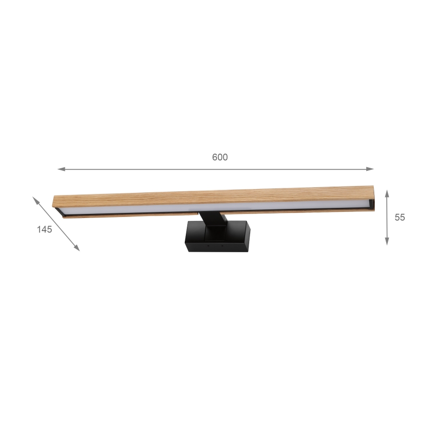 Brilagi - Illuminazione a LED per specchio da bagno 3 in 1 WOODY MIRROR LED/12W/230V 60 cm IP44 nero/rovere
