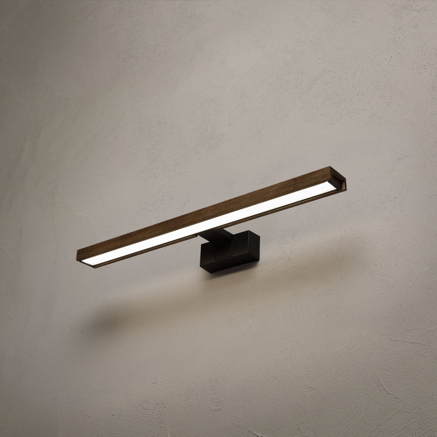Brilagi - Illuminazione LED per specchio da bagno 3-in-1 WOODY MIRROR LED/12W/230V IP44 nero/rovere noce