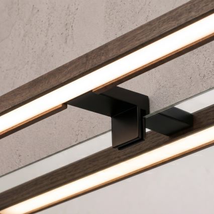 Brilagi - Illuminazione LED per specchio da bagno 3-in-1 WOODY MIRROR LED/12W/230V IP44 nero/rovere noce