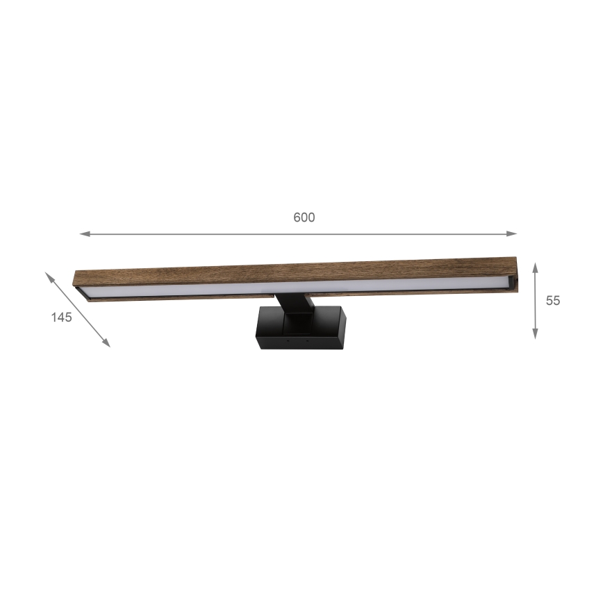 Brilagi - Illuminazione LED per specchio da bagno 3-in-1 WOODY MIRROR LED/12W/230V IP44 nero/rovere noce