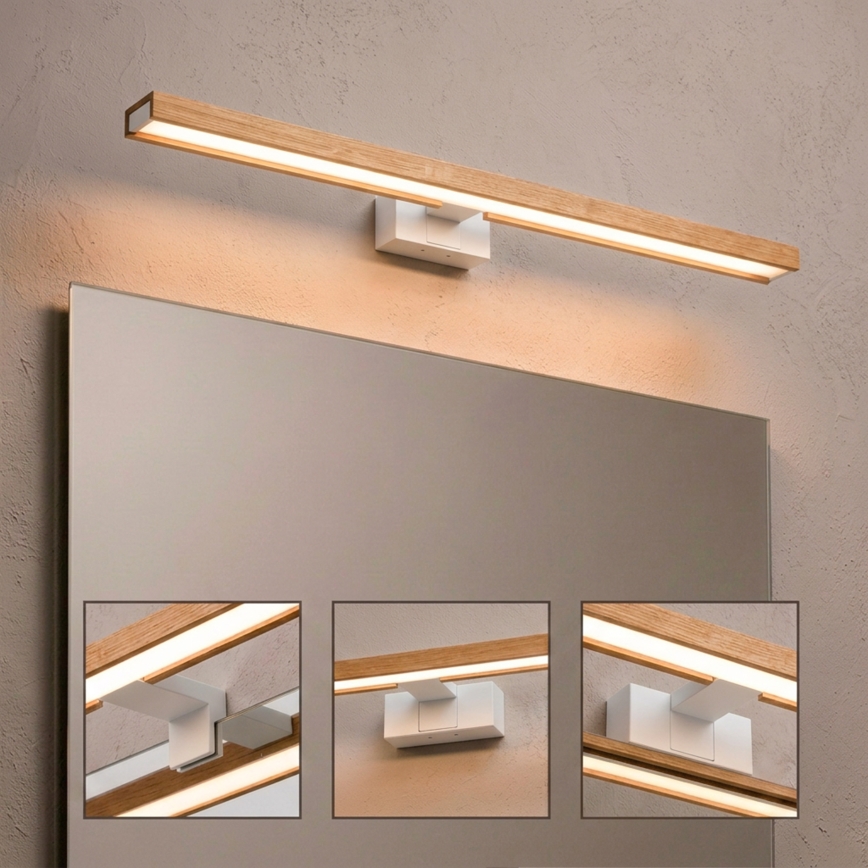 Brilagi - Illuminazione LED per specchio da bagno 3 in 1 WOODY MIRROR LED/15W/230V 80 cm IP44 bianco/rovere