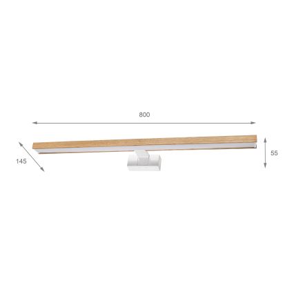 Brilagi - Illuminazione LED per specchio da bagno 3 in 1 WOODY MIRROR LED/15W/230V 80 cm IP44 bianco/rovere