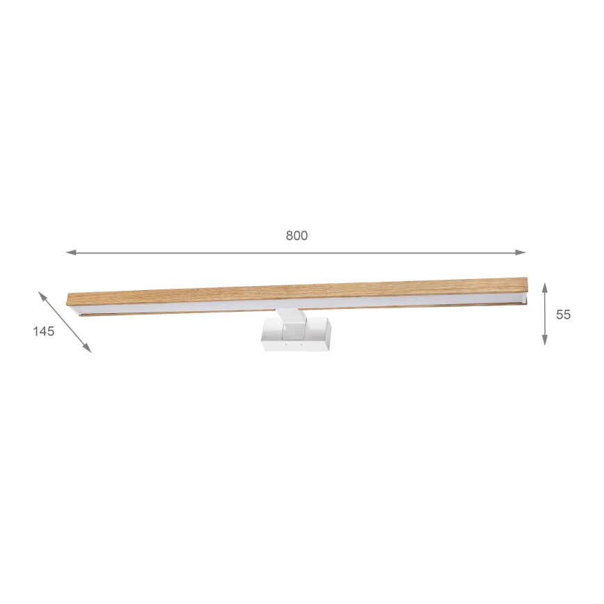 Brilagi - Illuminazione LED per specchio da bagno 3 in 1 WOODY MIRROR LED/15W/230V 80 cm IP44 bianco/rovere