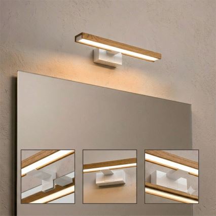 Brilagi - Illuminazione LED per specchio da bagno 3 in 1 WOODY MIRROR LED/8W/230V 40 cm IP44 bianco/rovere