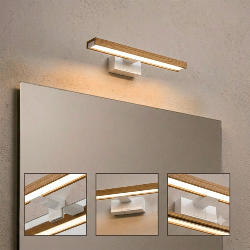 Brilagi - Illuminazione LED per specchio da bagno 3 in 1 WOODY MIRROR LED/8W/230V 40 cm IP44 bianco/rovere