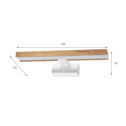 Brilagi - Illuminazione LED per specchio da bagno 3 in 1 WOODY MIRROR LED/8W/230V 40 cm IP44 bianco/rovere