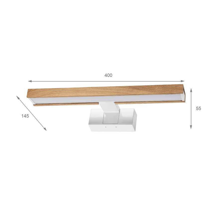 Brilagi - Illuminazione LED per specchio da bagno 3 in 1 WOODY MIRROR LED/8W/230V 40 cm IP44 bianco/rovere