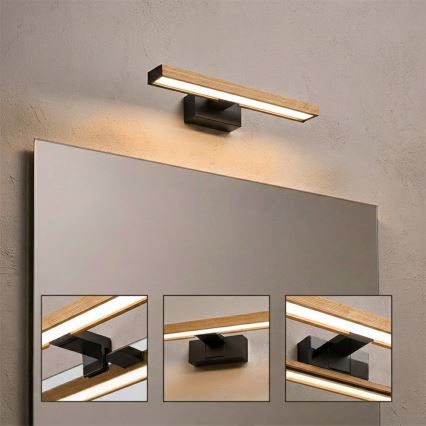 Brilagi - Illuminazione a LED per specchio da bagno 3 in 1 WOODY MIRROR LED/8W/230V IP44 nero/rovere