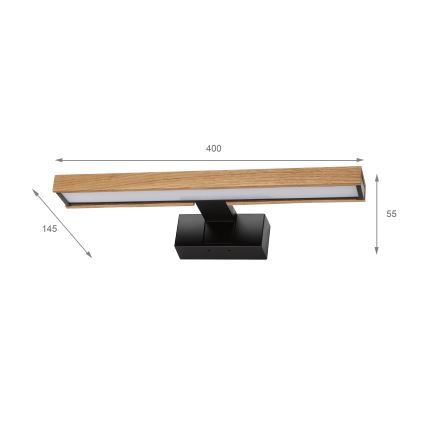 Brilagi - Illuminazione a LED per specchio da bagno 3 in 1 WOODY MIRROR LED/8W/230V IP44 nero/rovere
