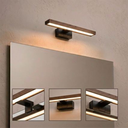 Brilagi - Illuminazione LED per specchio da bagno 3 in 1 WOODY MIRROR LED/8W/230V 40 cm IP44 nero/rovere noce