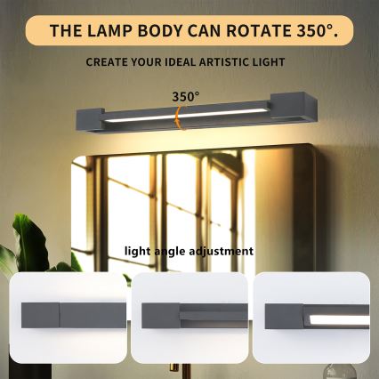 Brilagi - Illuminazione LED per specchio da bagno AQUA LINE LED 12W/230V, 45 cm, IP44, antracite, CRI 90