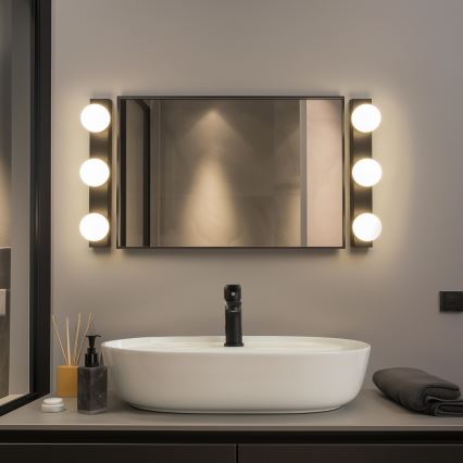 Brilagi - Illuminazione LED per specchio da bagno HOLLYWOOD 3xLED/3W/230V 39 cm IP44 nero