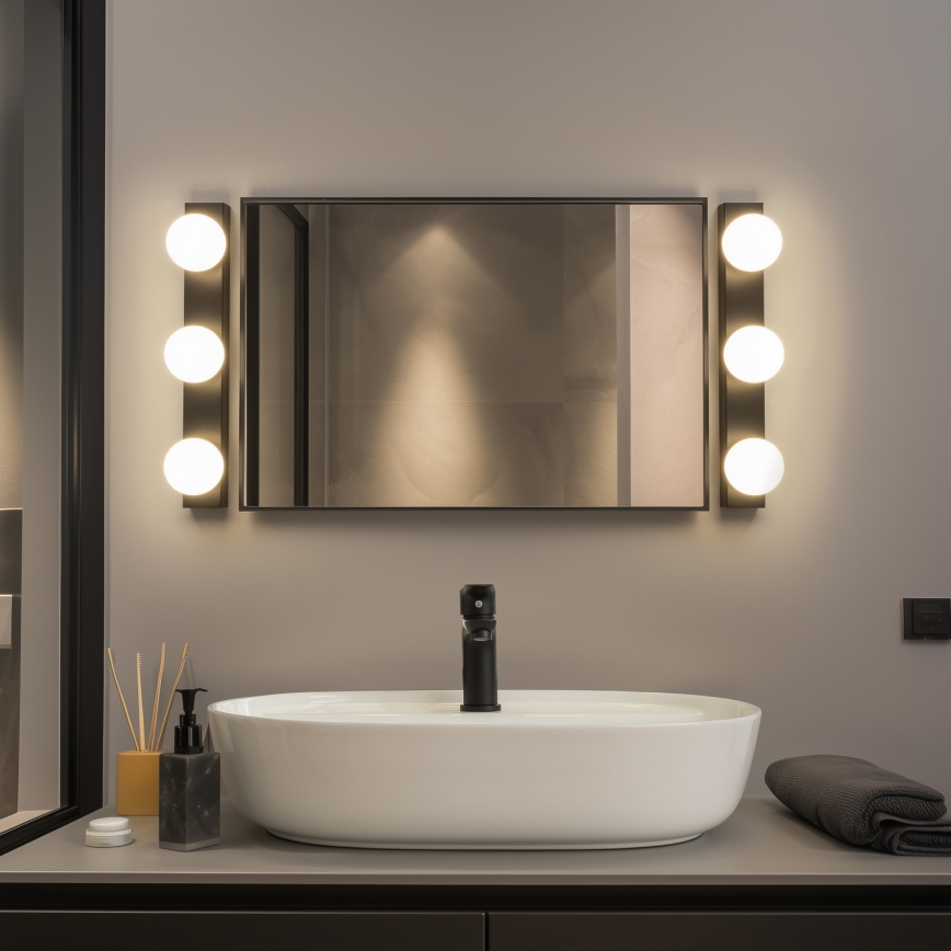 Brilagi - Illuminazione LED per specchio da bagno HOLLYWOOD 3xLED/3W/230V 39 cm IP44 nero