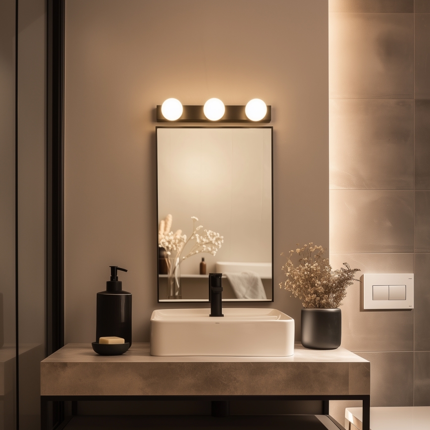 Brilagi - Illuminazione LED per specchio da bagno HOLLYWOOD 3xLED/3W/230V 39 cm IP44 nero