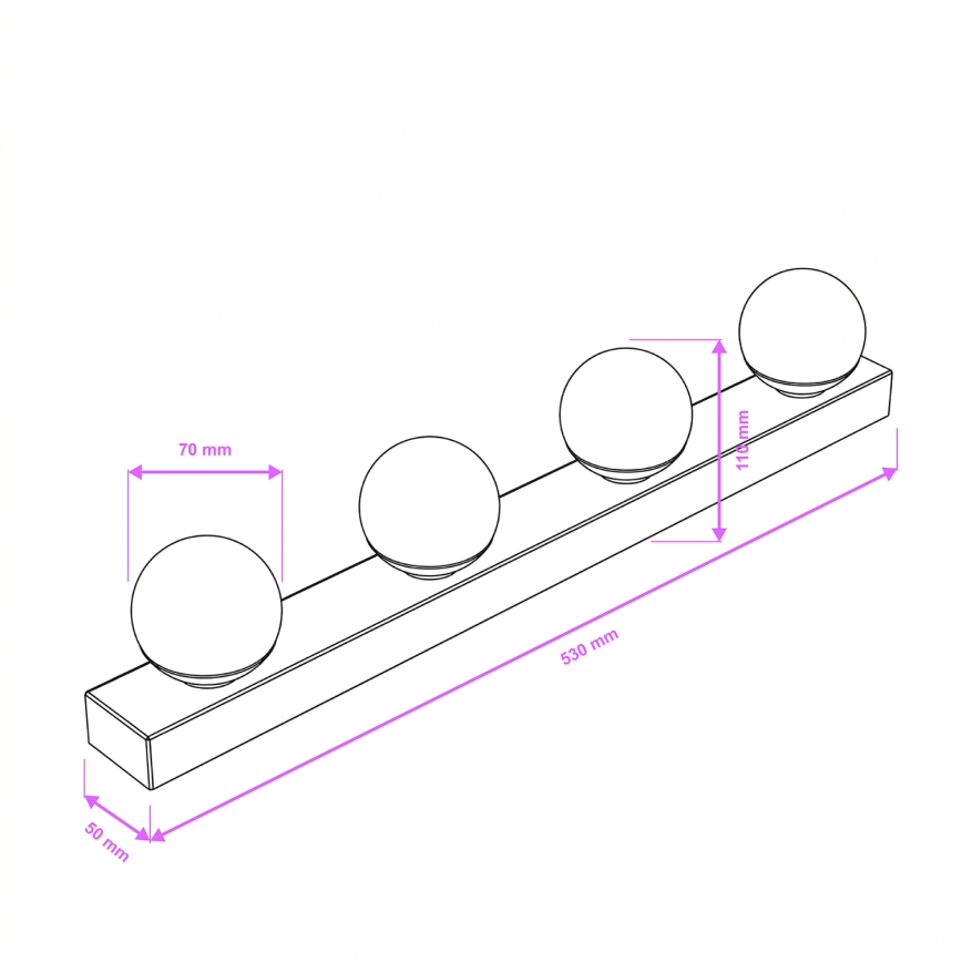 Brilagi - Illuminazione LED per specchio da bagno HOLLYWOOD 4xLED/3W/230V 53 cm IP44 nero