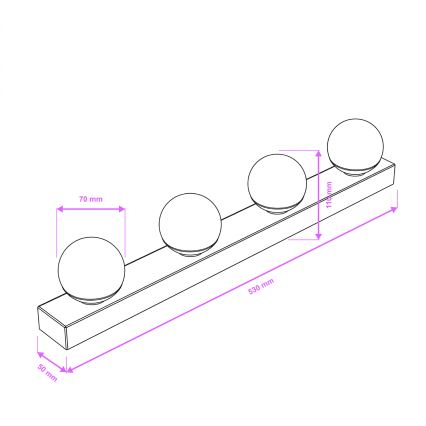 Brilagi - Illuminazione per specchio da bagno HOLLYWOOD 4xLED/3W/230V 53 cm IP44 dorata