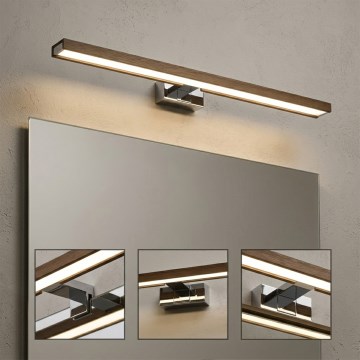 BRILAGI - Illuminazione LED per specchio da bagno WOODY MIRROR 3v1 LED/15W/230V 80 cm IP44 cromo lucido/rovere noce