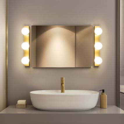 Brilagi - Illuminazione LED per specchio da bagno HOLLYWOOD 3xLED/3W/230V 39 cm IP44 oro