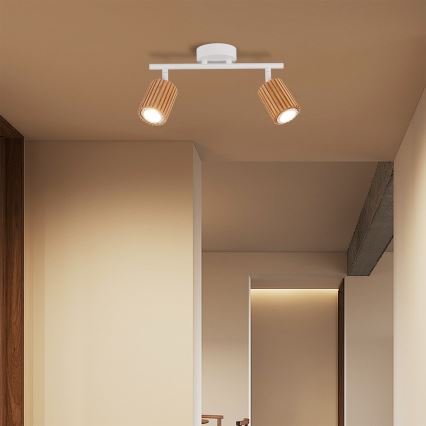 Brilagi - Lampada a faretti MODERN WOOD 2xGU10/8W/230V legno/bianco