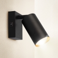 Brilagi - Lampada a faretto da parete con interruttore SELE 1xGU10/30W/230V nero/oro