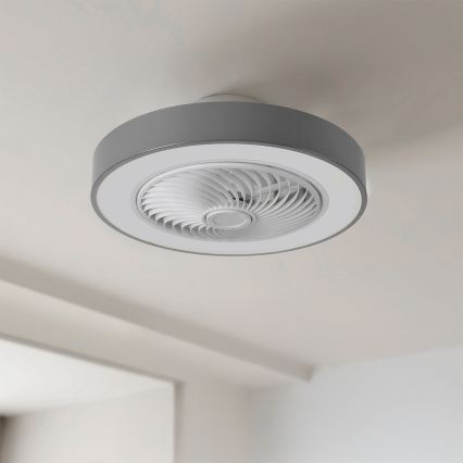 Brilagi - Plafoniera LED dimmerabile con ventilatore LED/38W/230V 3000-6500K diam. 50 cm grigio + telecomando