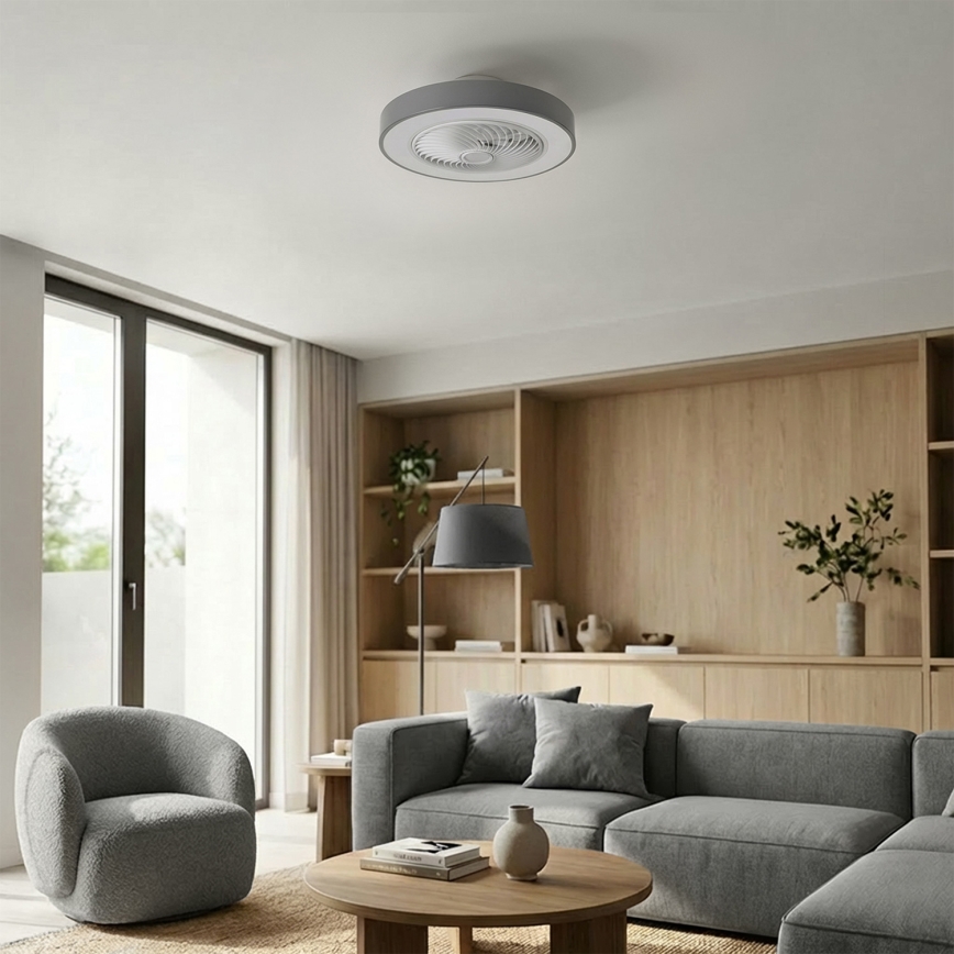 Brilagi - Plafoniera LED dimmerabile con ventilatore LED/38W/230V 3000-6500K diam. 50 cm grigio + telecomando