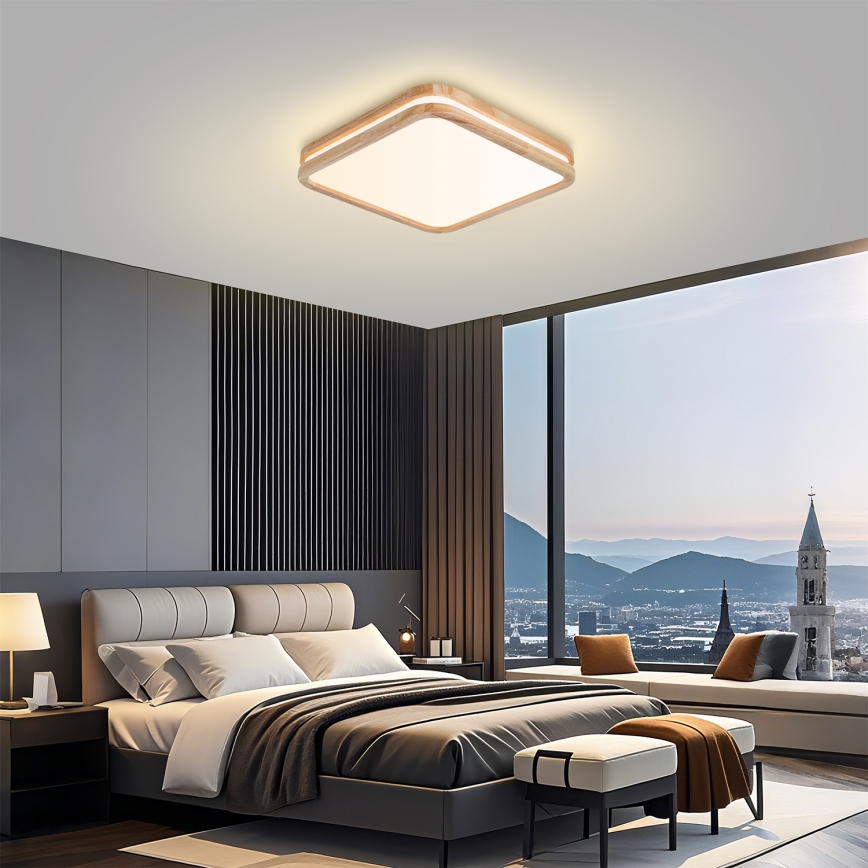 Brilagi - Plafoniera LED dimmerabile MOLINA SQUARE LED/48W/230V 3000-6000K rovere 40x40 cm + telecomando